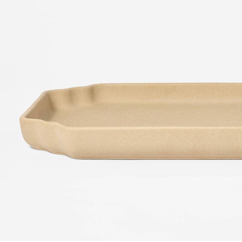 Ceramic Sandy Glaze Tray - Threshold™ designed with Studio McGee: Oblong Decorative Centerpiece, Raised Edges