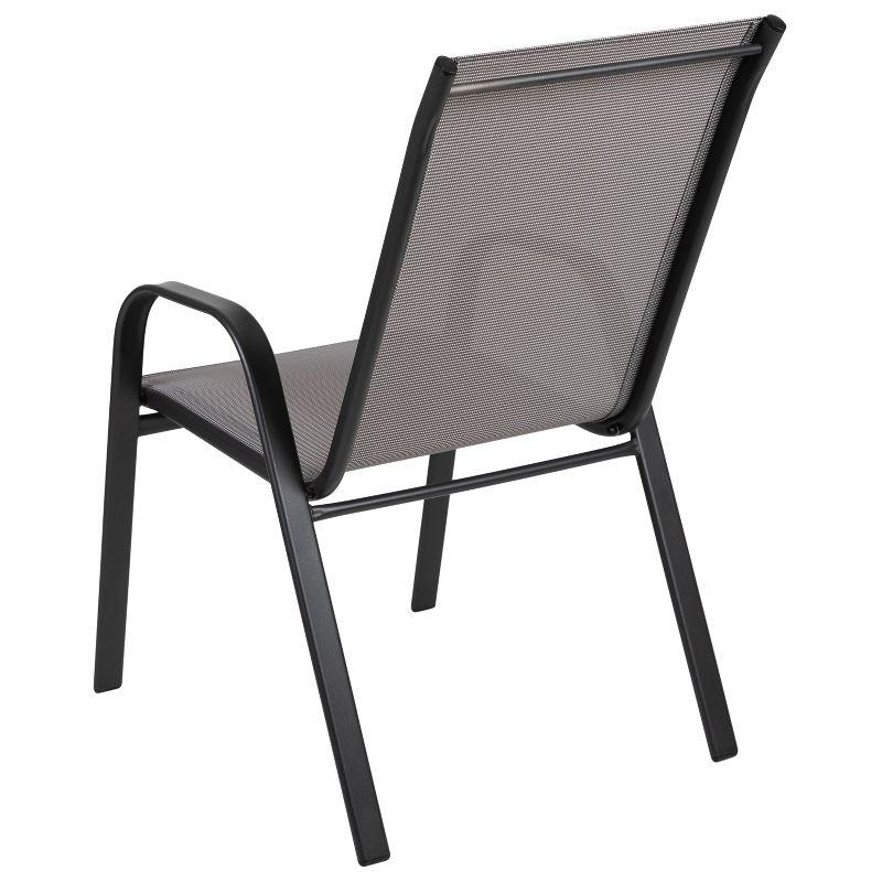 Emma and Oliver 4 Pack Gray Outdoor Stack Chair with Flex Comfort Material - Patio Stack Chair