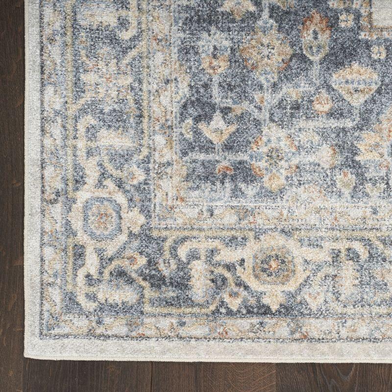 Grey and Gold 4' x 6' Medallion Washable Area Rug