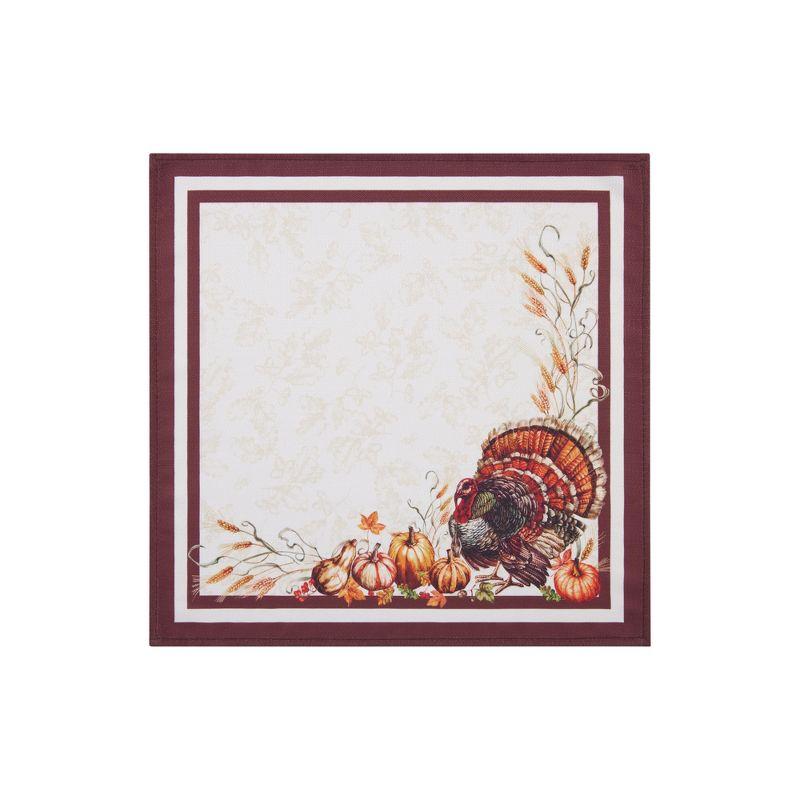 Autumn Heritage Turkey Engineered Napkins, Set of 4 - Multicolor - 17x17 - Elrene Home Fashions