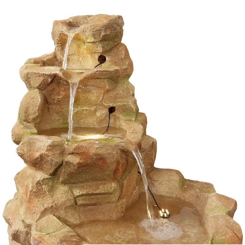 Sunnydaze 41"H Electric Fiberglass Stone Springs Outdoor Water Fountain with LED Lights