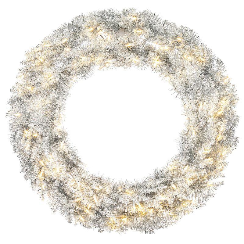 36" Silver Fir Artificial Christmas Wreath with LED Lights