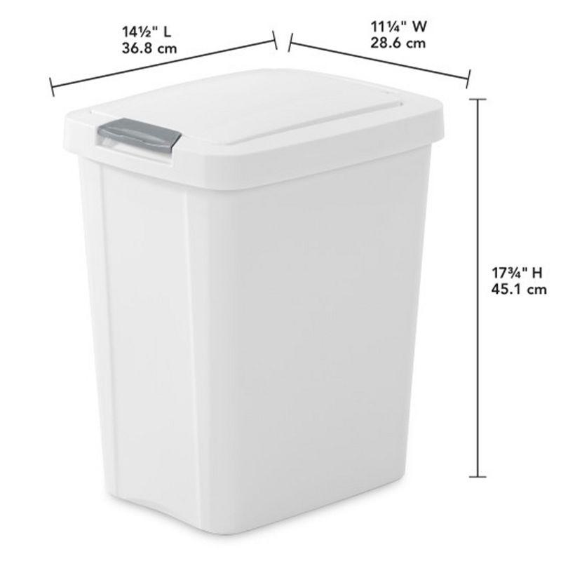 Sterilite Gallon TouchTop Narrow Plastic Wastebasket with Secure Titanium Latch for Kitchen, Bathroom, and Office Use