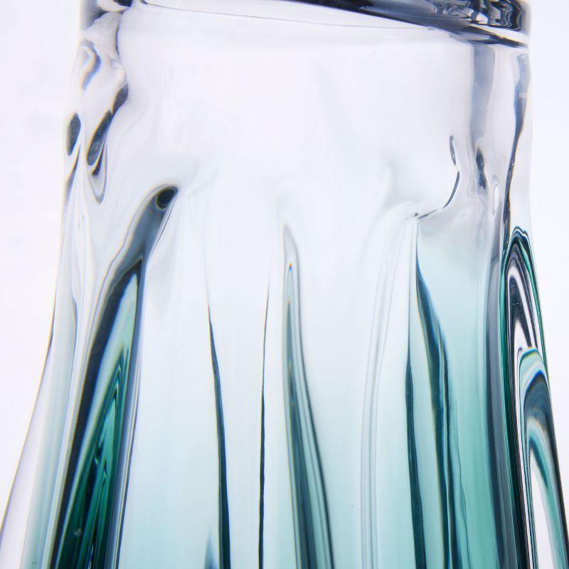 Luxury Lane Hand Blown Laine Art Glass Vase Forest Green Ombre 12.5"H