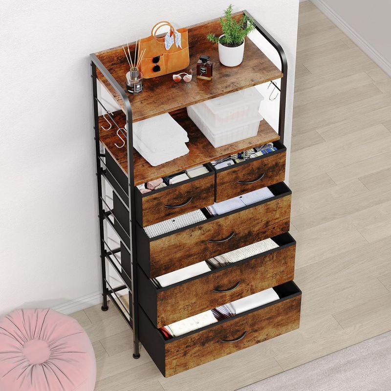 Tiger Stripe 5-Drawer Dresser with Metal Frame and Wood Tabletop