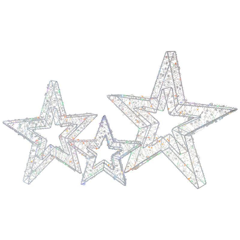 Northlight Seasonal Set of 3 LED Lighted Color Changing Stars Outdoor Christmas Decorations 23"