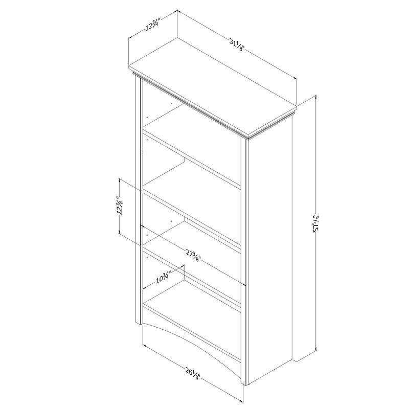 57.75" Gascony 4 Shelf Bookcase White - South Shore: Laminated, Adjustable, Anti-Tip