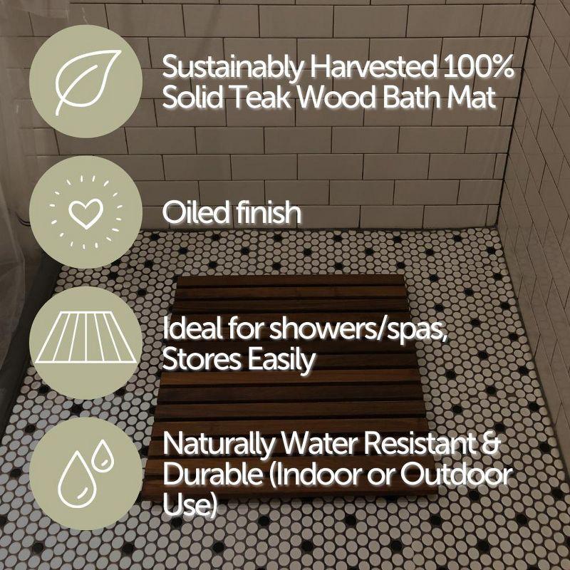 Nordic Teak 19.6" x 19.6" Oiled Shower and Bath Mat