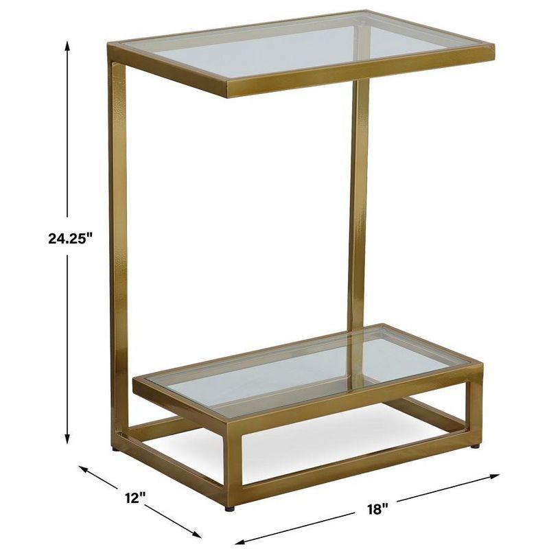 Brushed Brass and Glass Rectangular Accent Table