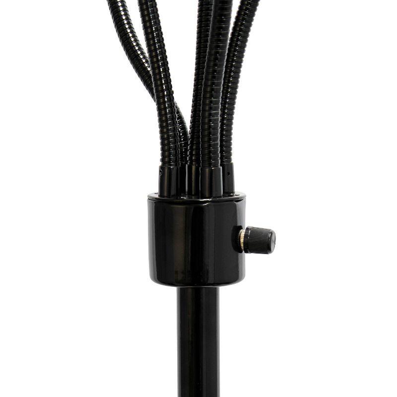 67" Contemporary Multi 5-Head Adjustable Gooseneck Floor Lamp Black - Simple Designs