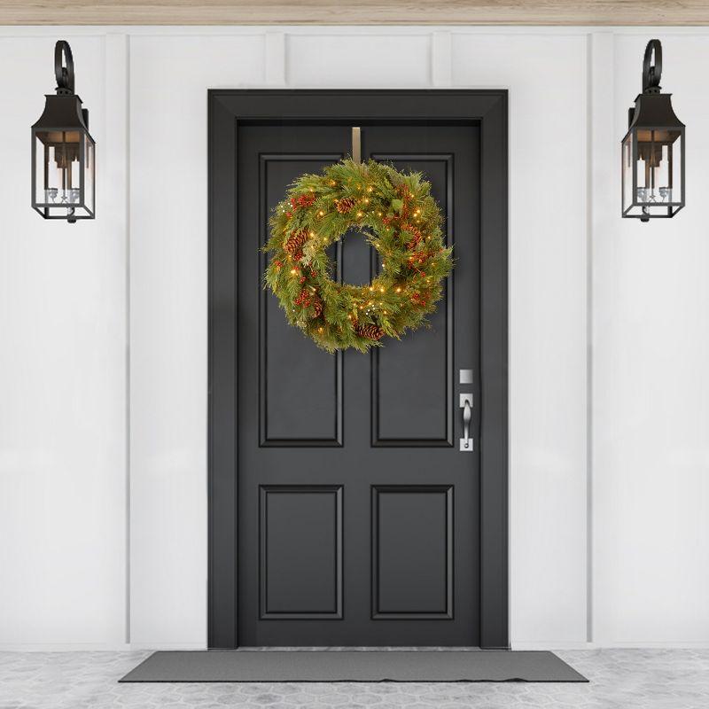 National Tree Company 30 in. White Pine Wreath with Battery Operated Warm White LED Lights