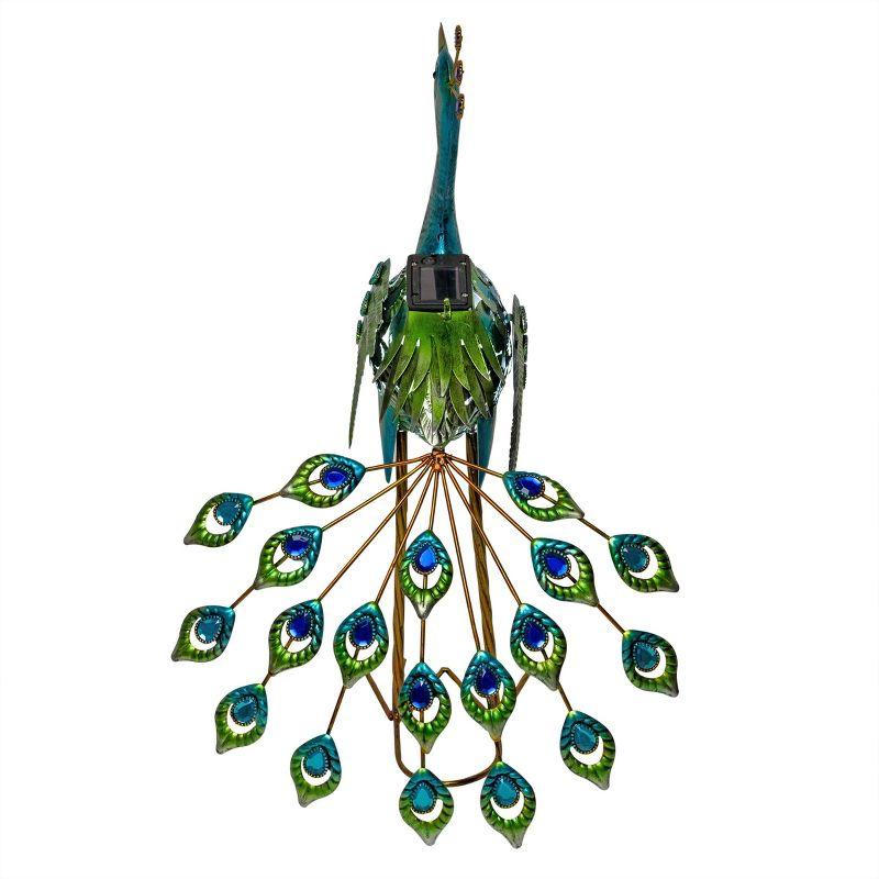 Alpine Corporation LED Solar Garden Peacock: Iron Sculpture, Outdoor Decor, 20" Height