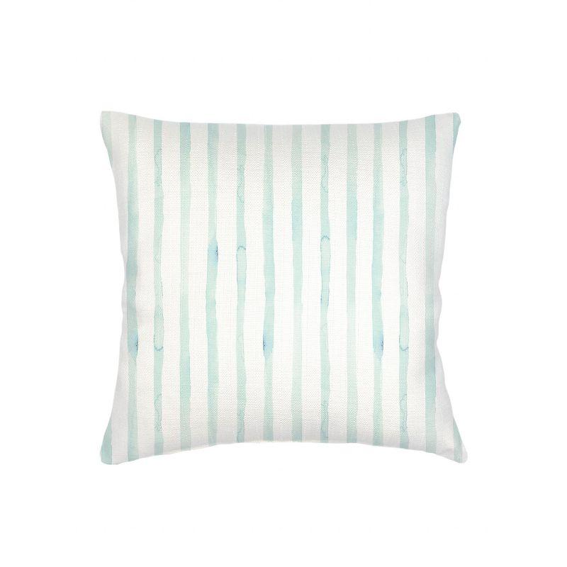 Aqua Striped Linen Euro Pillow with Down Alternative Insert