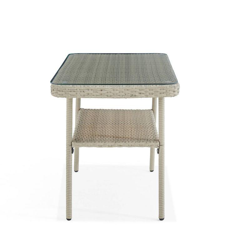 42" x 26" All-Weather Wicker Windham Outdoor Cocktail Table Gray - Alaterre Furniture: Tempered Glass Top, Lower Shelf