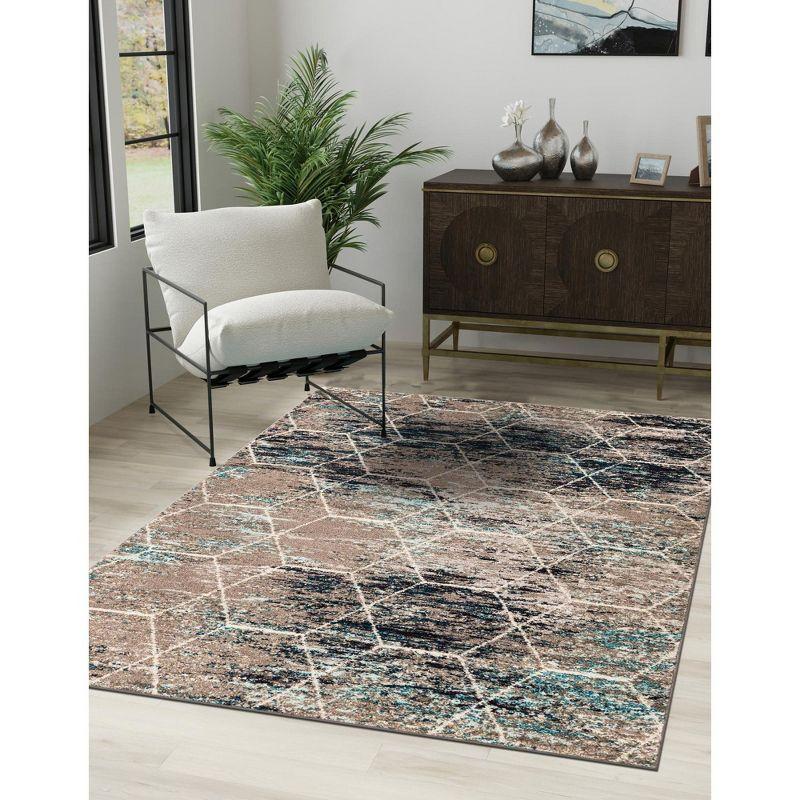 Unique Loom 8' 0 x 10' 0 Trellis Frieze Geometric Blue Multi Area Rug