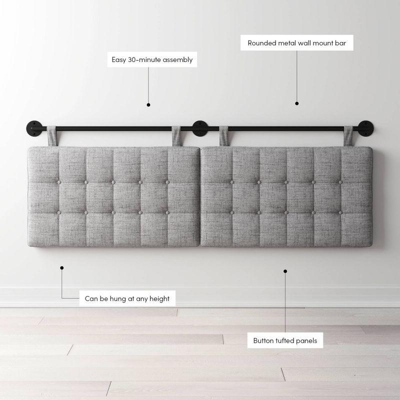 Nathan James King Upholstered Wall Mount Headboard Boucle: Elegant Dorm Room Accessory, Easy to Clean