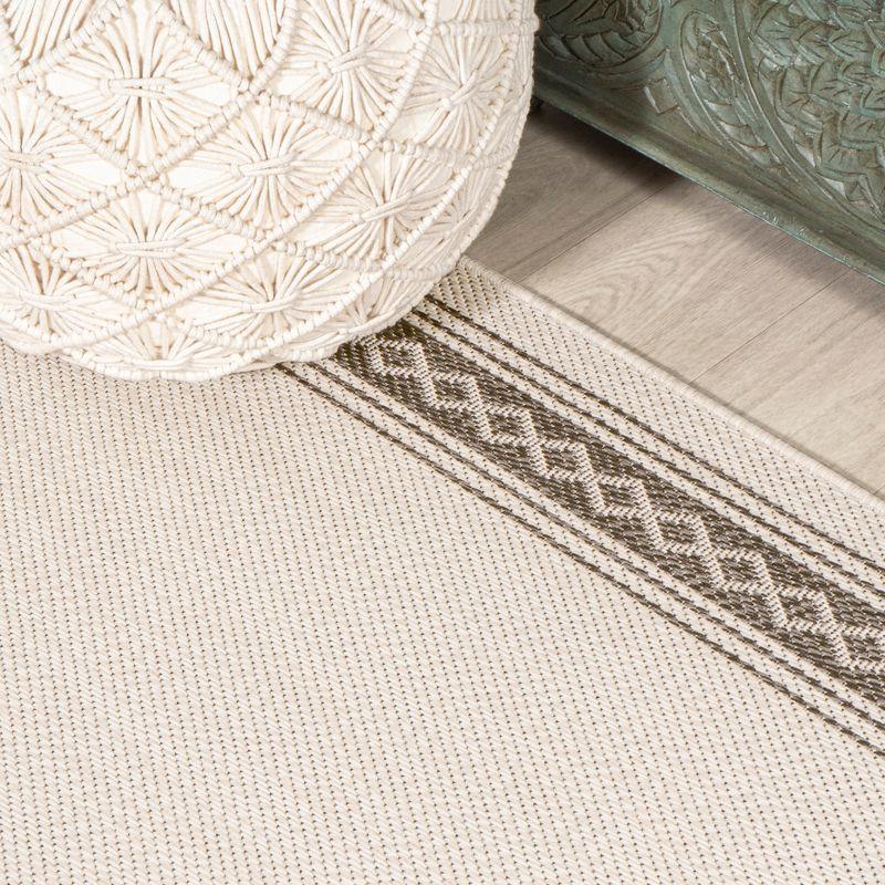 5' x 8' Lucia Classic Diamond Border Indoor/Outdoor Area Rug, Cream/Black - JONATHAN Y