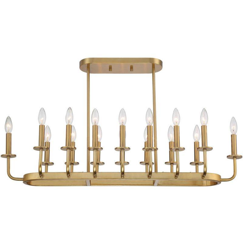 Stiffel Soft Gold Linear Pendant Chandelier 38 3/4" Wide Modern Open Frame 16-Light Fixture for Kitchen Island Dining Room House