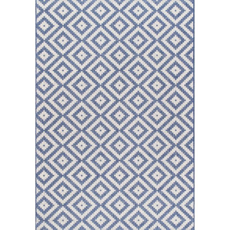 Blue Diamond Trellis Polypropylene Indoor/Outdoor Area Rug