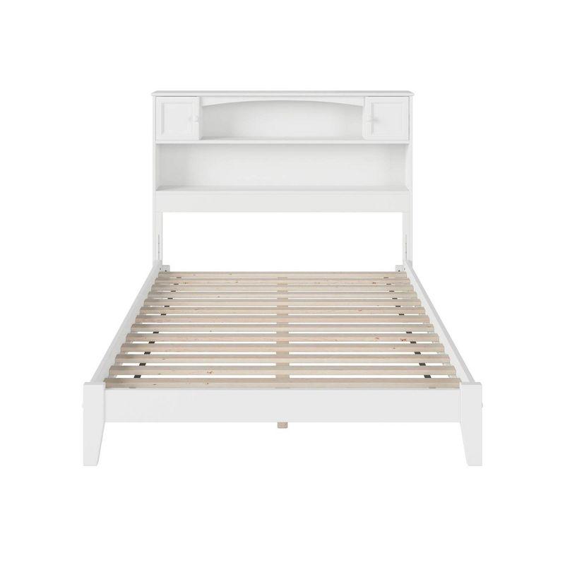 AFI Full Newport Bed with Open Footboard White: Kids' Platform with Bookcase Headboard, No Box Spring Needed
