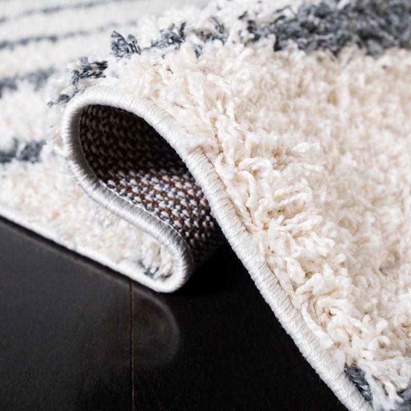 Venus Shag VNS603 Power Loomed Runner Rug - Ivory/Dark Grey - 2'2"x8' - Safavieh.