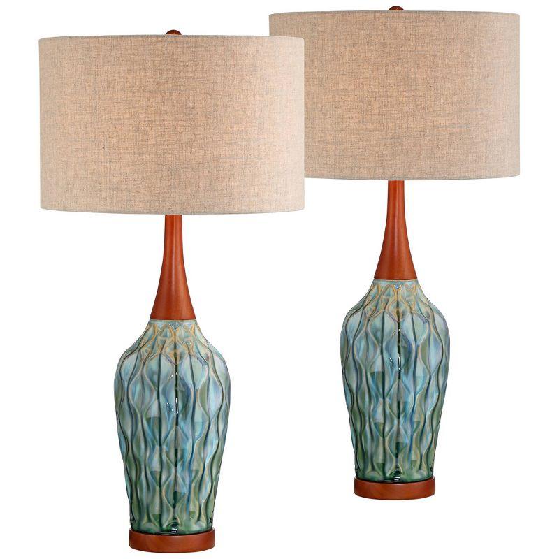 Rocco 30" Blue Teal Glaze Ceramic Table Lamps Set of 2