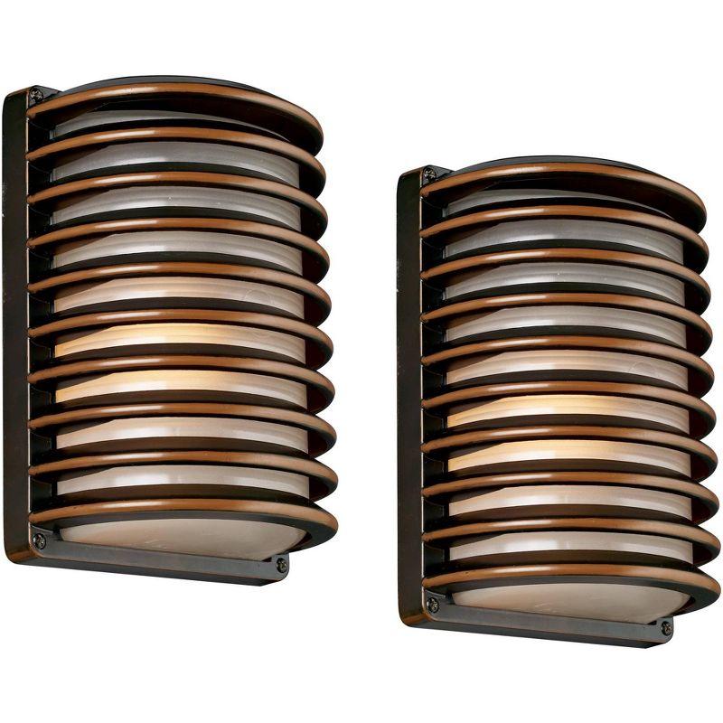 Rubbed Bronze Modern Industrial Outdoor Wall Lights Set