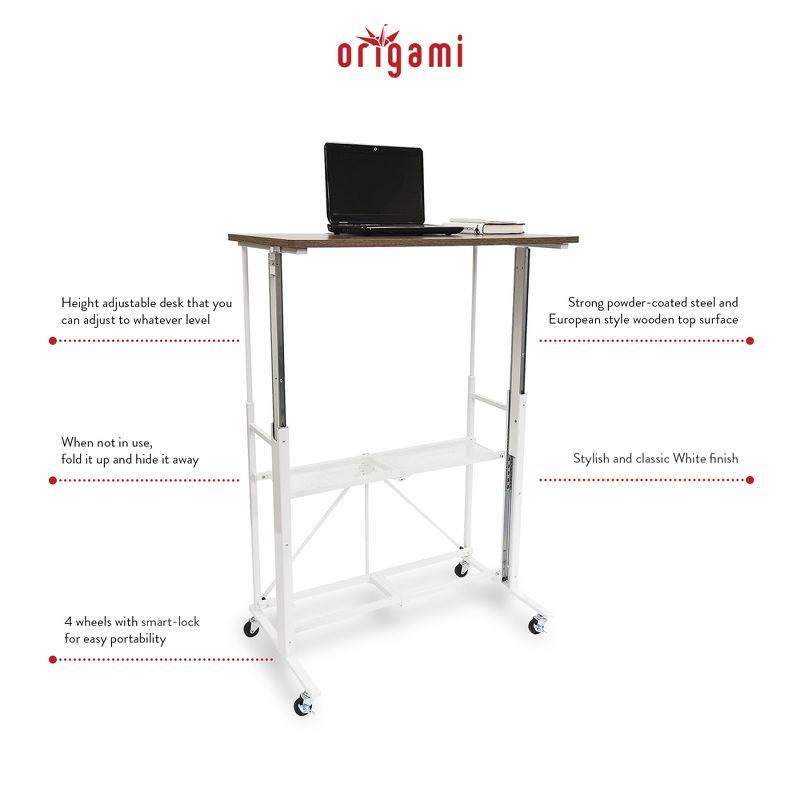 Origami Sit or Stand Height Adjustable Standing Work Home Office Desk, Slim