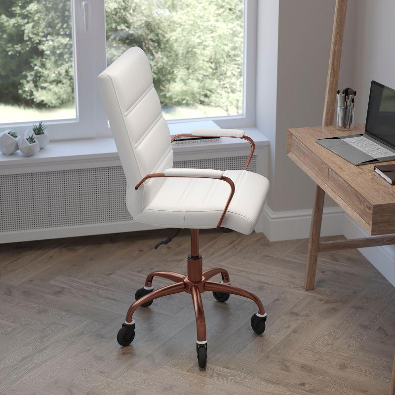 Flash Furniture Camilia Mid-Back Executive Swivel Office Chair with Arms, and Transparent Roller Wheels