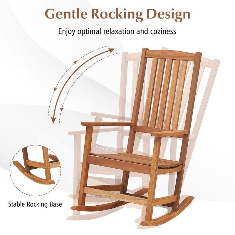 Tangkula Rocking Chair High-Back Outdoor Rocker with Smooth Rocking Base for Backyard