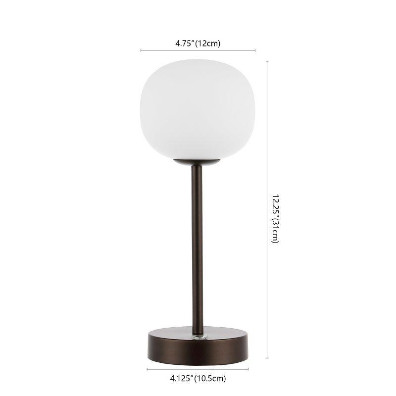 JONATHAN Y Natalia 12.25" Modern Farmhouse Iron Rechargeable Integrated Portable LED Table Lamp, Oil Rubbed Bronze/White