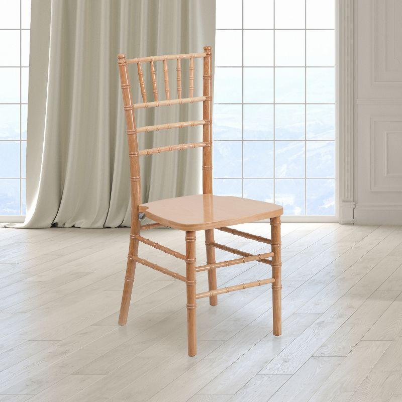 Natural Wood Chiavari Side Chair with Beige Slat Back