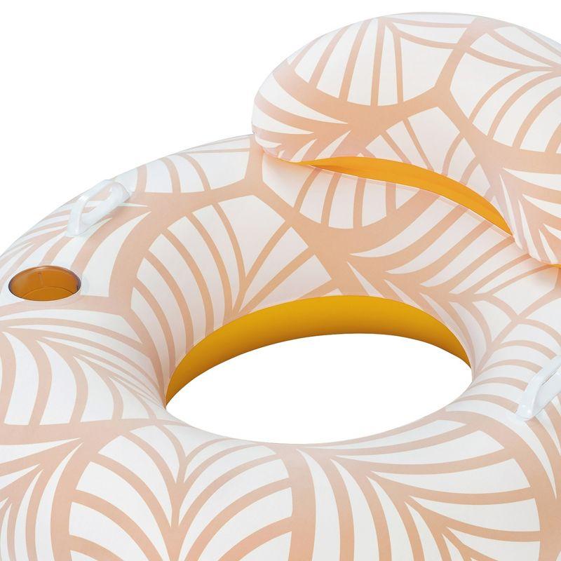 Bestway Bestway H2OGO! Comfort Plush Deluxe Swim Tube 46.5" x 46"  - Yellow & White, Inflatable Water Float, Built-In Cupholder