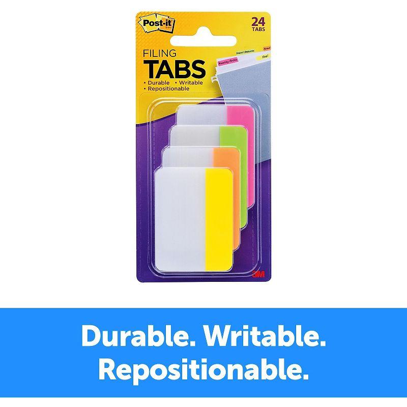 Post-it File Tabs 2 x 1 1/2 Solid Flat Assorted Bright 24/Pack 686PLOY