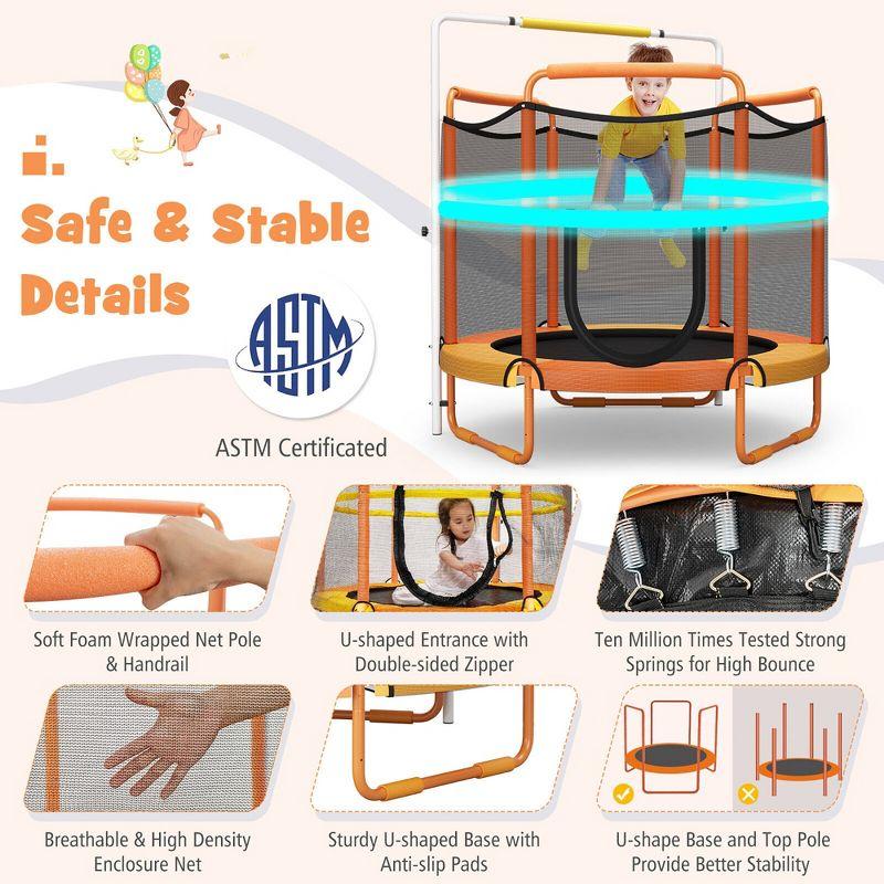 Costway 5FT Kids 3-in-1 Game Trampoline Seamless W/ Enclosure Net Spring Pad In/ Outdoor