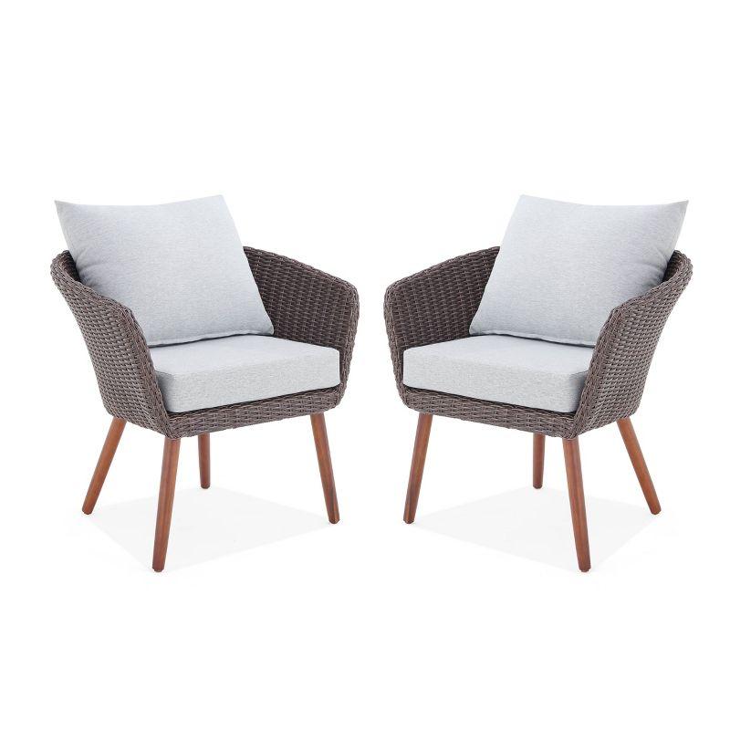 4pc All-Weather Wicker Athens Outdoor Conversation Set with 35" Coffee Table - Brown - Alaterre Furniture: Weather-Resistant Patio Ensemble