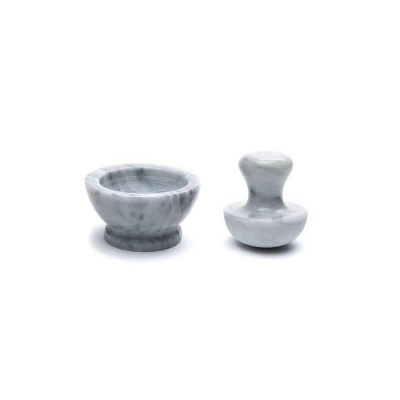 2pc Marble Mortar and Pestle White - Fox Run: 4" Pinch Bowl Set, Hand Wash, 4.25" Height, 2-Piece Marble Kitchen Tool