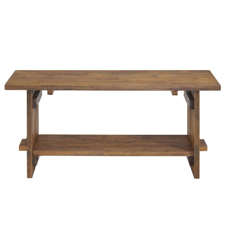 Bethel 40" Natural Acacia Wood Hall Tree with Storage Bench