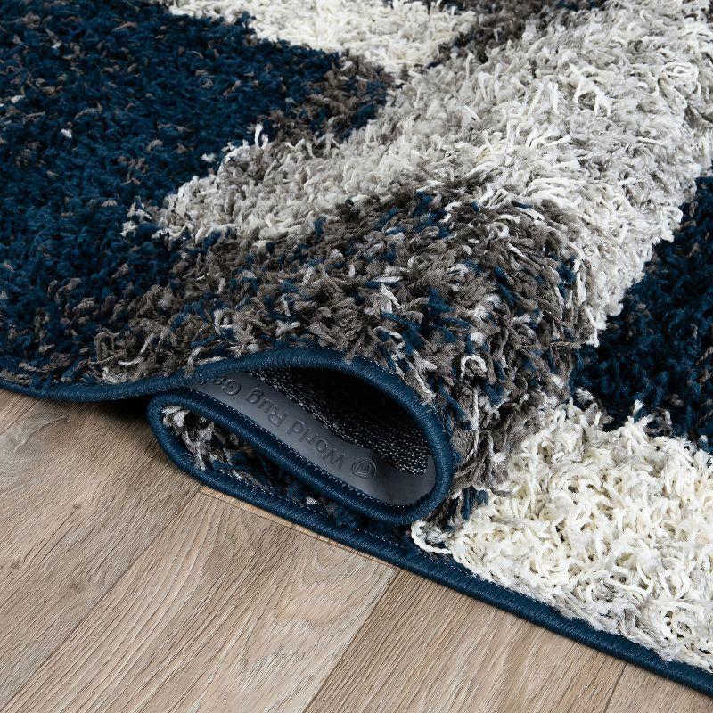 World Rug Gallery Distressed Modern Boxes Plush Shag Area Rug