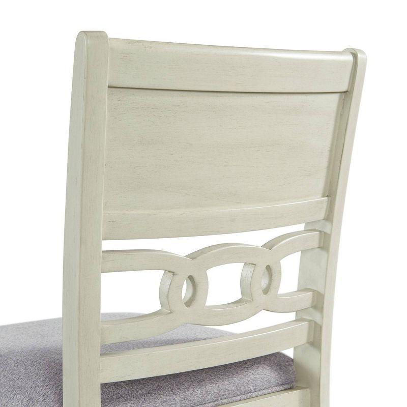 Bisque Finish Upholstered Wood Side Chair Set with Gray Seats