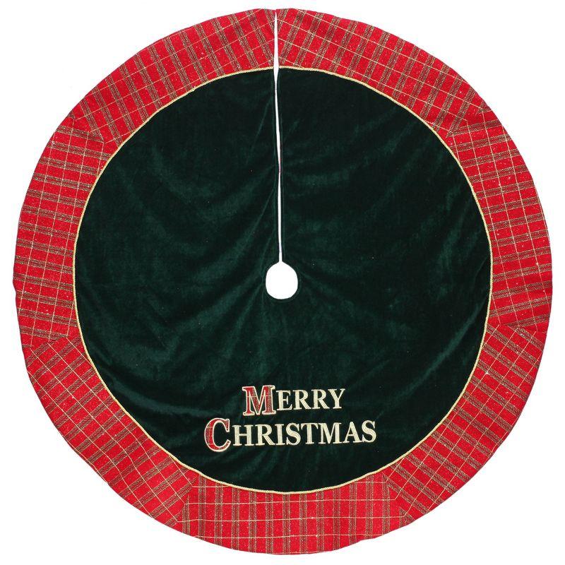 Northlight 48" Red and Green 'MERRY CHRISTMAS' Plaid Christmas Tree Skirt