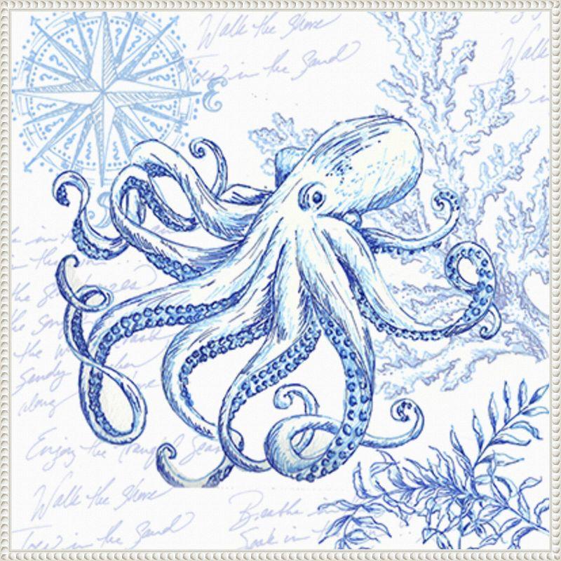 Amanti Art Coastal Sketchbook Octopus by Tre Sorelle Studios Framed Canvas Wall Art Print