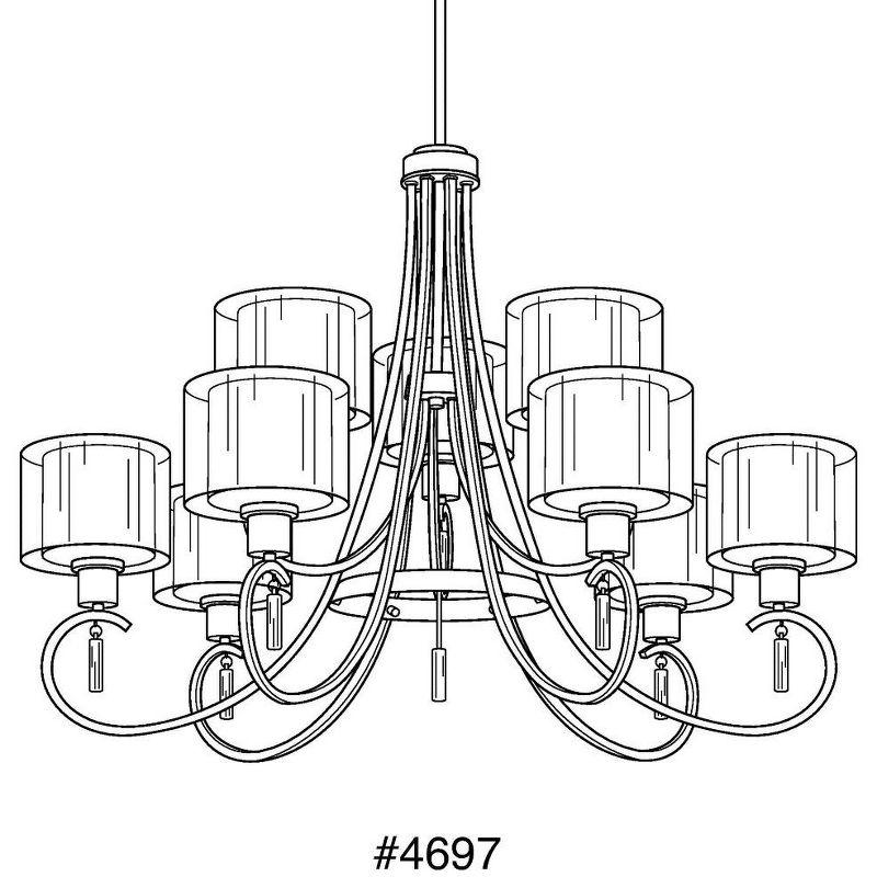 Progress Lighting, Invite Collection, 9-Light, Two-Tier Chandelier, Brushed Nickel, Translucent Sheer Mylar Shade