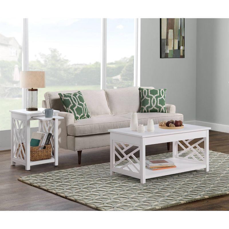 36" Middlebury Coffee Table and End Table with Tray White - Alaterre Furniture: Pull-Out Tray, 2-Piece Set