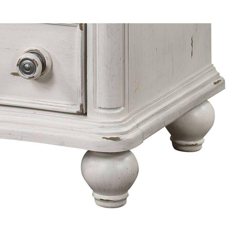 30" Jaqueline Nightstand Antique White Finish - Acme Furniture: Elegant Storage Solution with Felt-Lined Drawer