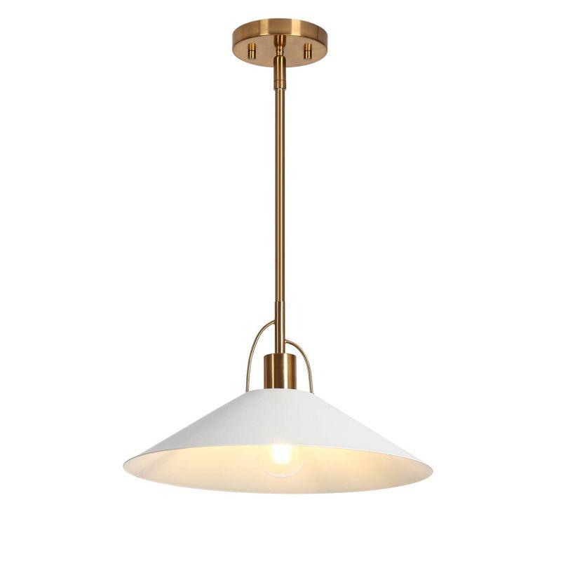 Raratienner White and Gold Metal Cone Pendant Light