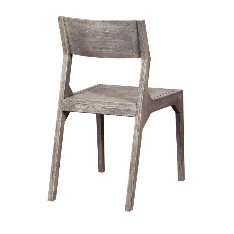 Transitional Sandblast Grey Acacia Wood Angled Back Side Chair