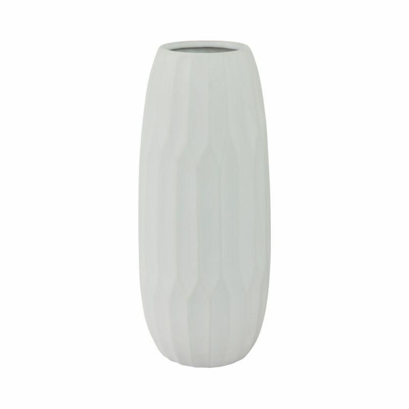 Sagebrook Home 14" Ceramic Design Vase - Contemporary White Decorative Flower Vase for Table Centerpiece or Home or Office Decor Accent