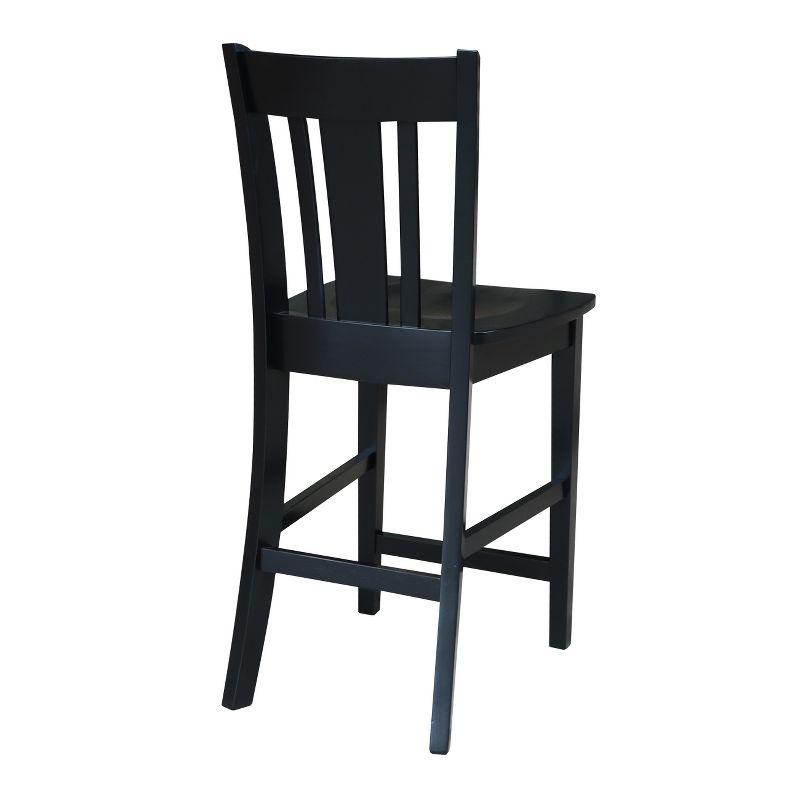 24" San Remo Counter Height Barstool Black - International Concepts: Solid Wood, Traditional Square Design, Durable Parawood
