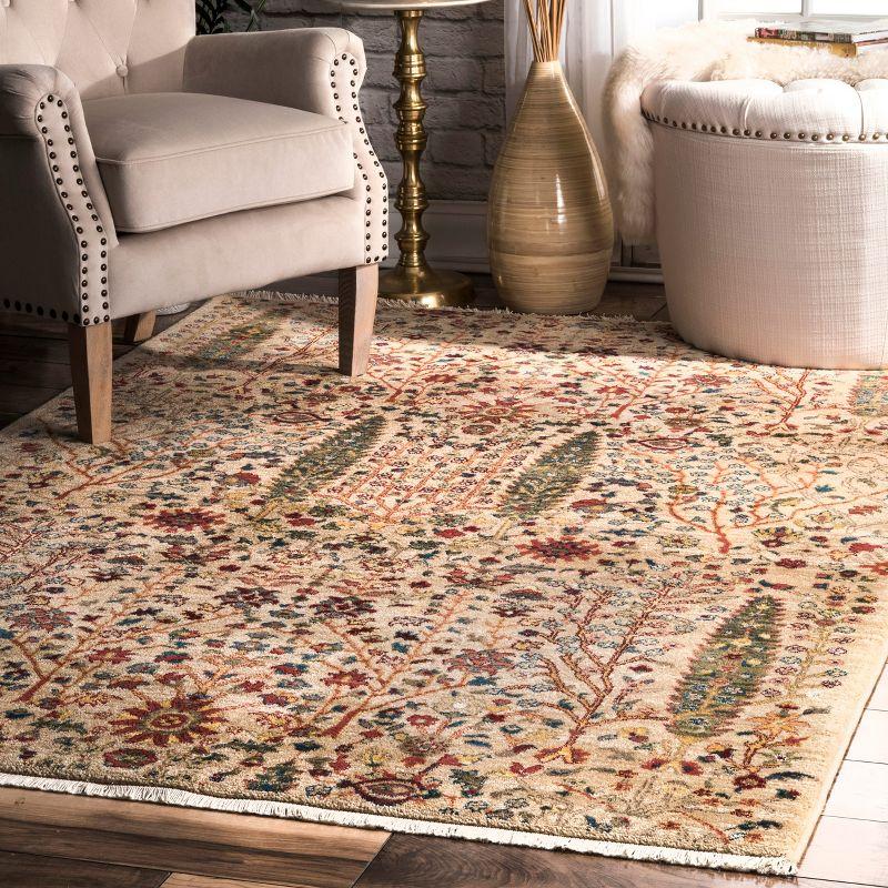 Nuloom Dasilva Geometric 7 Square Indoor Area Rug for Living Room Bedroom Dining Room Kitchen, Olive/Multicolor